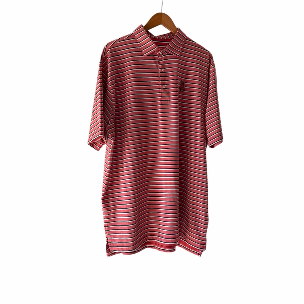 Turtleson XL Red Striped Performance Golf Polo Shirt Stretch